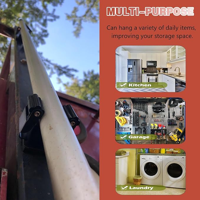 Magnetic Broom Holder,2 Pack Strong Magnetic Mount Broom and Mop Holder for Cleaning Tools,Power Non-Slip Magnetic Tool Holder Broom Hooks for Apartment RV Accessories Camper Garage Kitchen