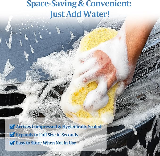 5 Pack Large Car Wash Sponges Non-Scratch Sponges for Auto, Truck, RV, Boat Cleaning Thick Foam for Kitchen, Bathroom, Household (Large)