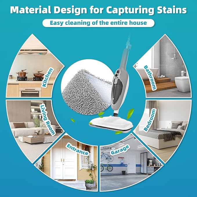 LOVECO 4 Pack Steam Mop Pads Compatible with GorFanty GF-6610B/GF-6610, Neugo NE033/NE033M & Mxnsewr, Washable Microfiber Steam Mop Replacement Pads for Multi-Surface Cleaning