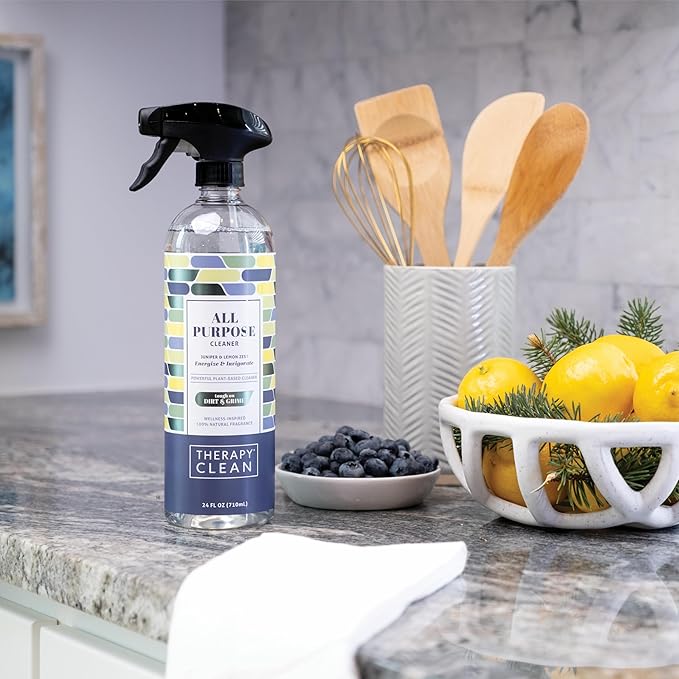 Therapy Clean All Purpose Cleaner Juniper & Lemon Zest 24 oz (Pack of 6), 100% Natural Fragrance, Plant-Powered Multipurpose Cleaner