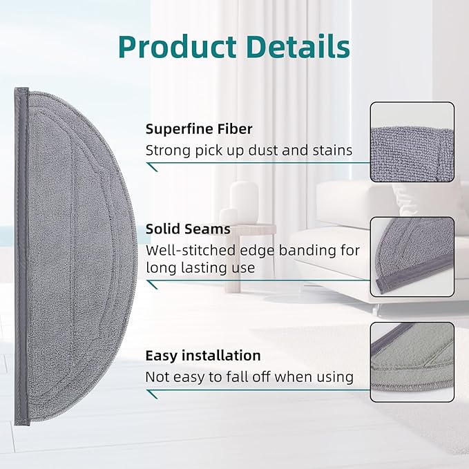 VIEWALL 6 Pack Reusable Microfiber Mop Cloth Compatible with Roborock Q10 S5 / Q10 S5+ / Q10 VF / Q10 VF+ / Q10V / Q10V+ Plus Robot Vacuum Cleaner,Reusable Mop Cloths Replacement Accessories