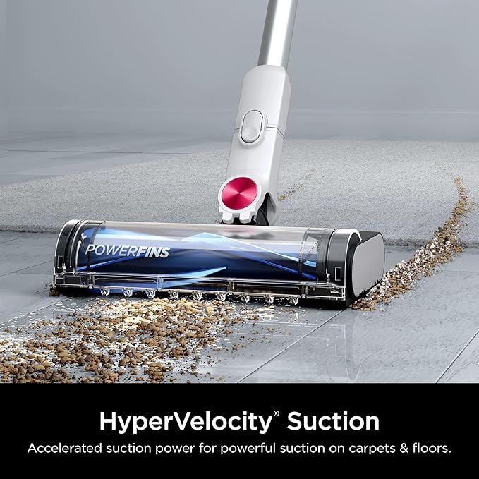 SHARK Clean & Empty Cordless Stick Vacuum Cleaner, Auto-Empty System, Self Cleaning Brushroll, HEPA Filter, Powerful Suction, Compact Lightweight, Perfect for Pet Hair (Renewed) (White + Bold Magenta)