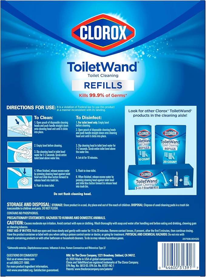 Clorox ToiletWand Toilet Cleaner Refills, Toilet brush, Rainforest Rush, 20 Count