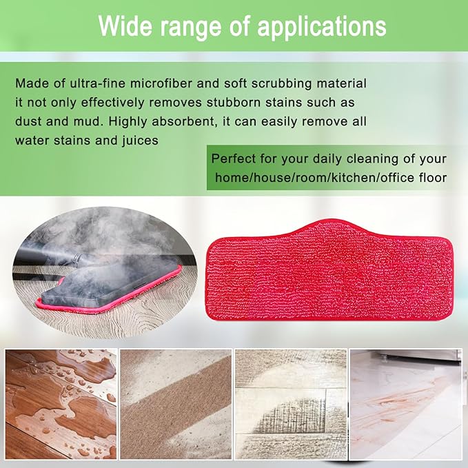 8 Pack Microfiber Replacement Steam Mop Pads Compatible for Schenley Steam Mop Cleaner, Washable and Reusable Replacement Mop Pads