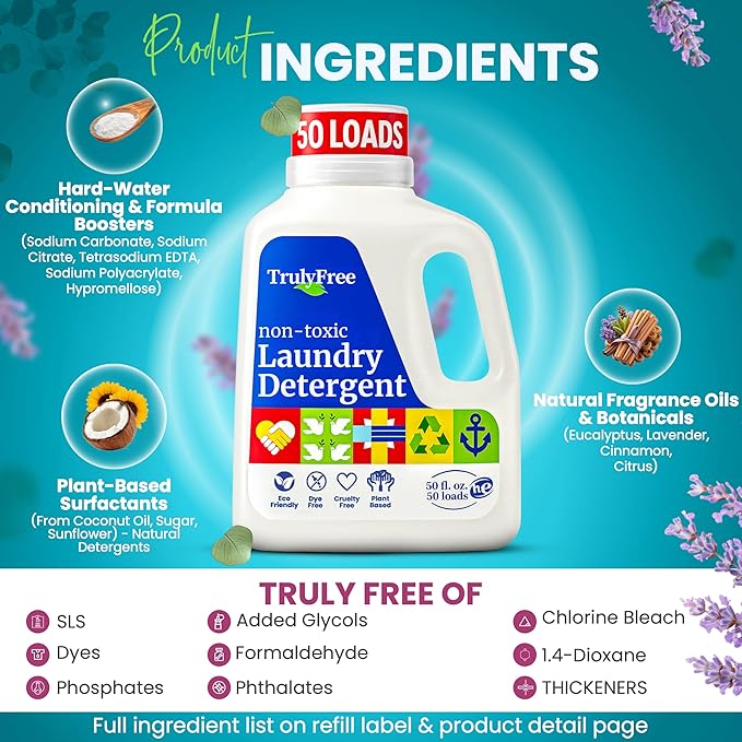 Truly Free Laundry Detergent Powder, Signature, 4 Refills + Fabric Softener, Signature Scent, 4 Refills