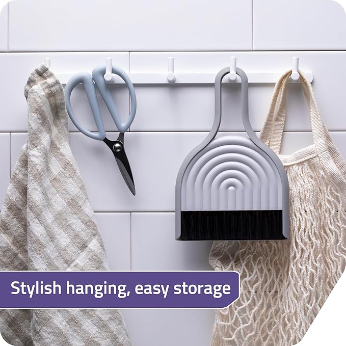 Peleg Design DustArch - Mini Dustpan and Brush Set, Small Dustpan and Broom with Modern Charm, Handheld Broom and Dustpan Set for Home, Office & Travel