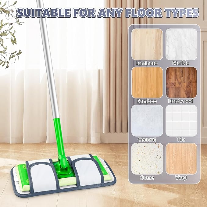 Microfiber Mop Pads Compatible with Swiffer Sweeper Mop, Wet Pads Refills Dry Pads Reusable Wet Pads Mop Refill Pads Dry Wet Refills Washable Pads Wood Floor Pads for Wet Dry Cleaning(4 Pack)