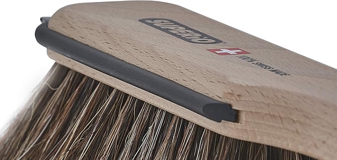 Superio Handheld Comfort Grip Plastic Dustpan and Wooden Brush Set - Hand Broom with Swiss Natural Horsehair Bristles Compact Design, 2-Pack