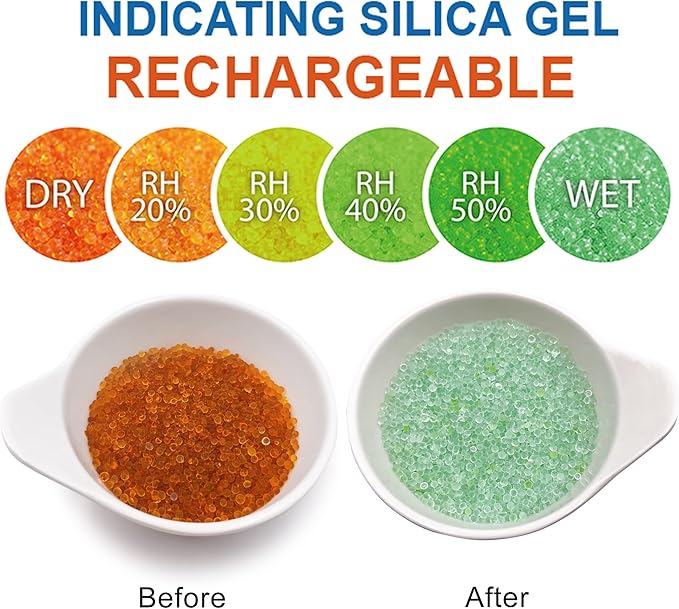 40 Gram Pack of 3 Silica Gel Canister, Gun Safe Dehumidifiers (Orange to Green), Reusable Desiccant Moisture Absorber for Car, Closet