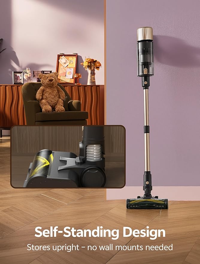 Ultenic Cordless Vacuum Cleaner, 550W 50KPA 65min Runtime, Stick Vacuum with Green Light, Self-Standing & 180° Lay-Flat, Anti-Tangled Brush, Vacuum Cleaners for Home/Hard Floor/Carpet/Pet Hair, U15