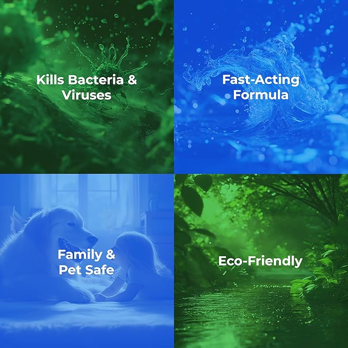 Safe & Effective Disinfectant. Kills Deadly Germs including RSV COVID-19 Norovirus MRSA Staph 2025 flu Bird flu Contains no toxic chemicals odorless child & pet safe 1 32oz