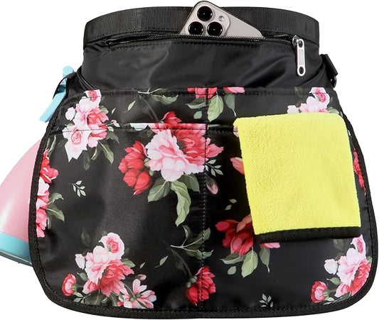 Small Size Cleaning Caddy Apron for Women with 5 Pockets, Professional Waterproof Cleaning Supplies for Housekeepers