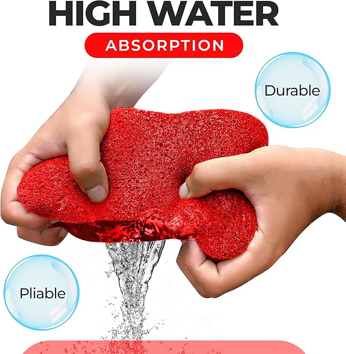 Multi-Purpose Sponges for Cleaning - Red 4 Pack, Large Sponges for Car Washing, Tile & Grout, All Purpose Cleaning