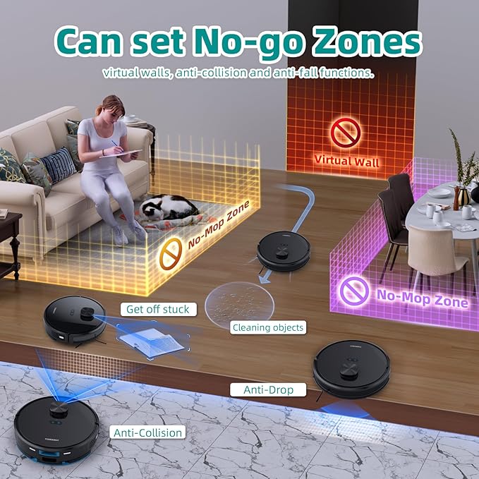 Robot Vacuum Cleaner with Mop Self Emptying;「70 Days* Hands-Free 」2.5L Self Emptying Station,Lidar Navigation WiFi/App/Alexa,Carpet Boost,4in1Robotic for Pet Hair Hard,Floor,Carpet