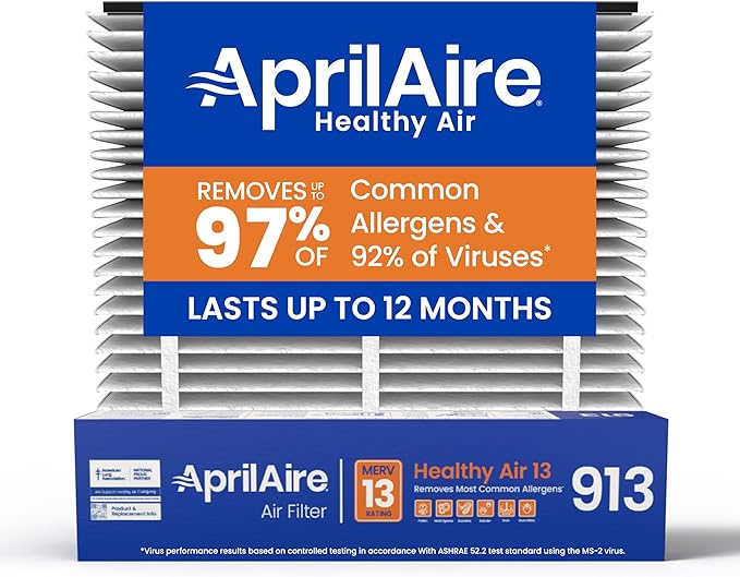 AprilAire 913 Replacement Filter for AprilAire Whole House Air Purifiers - MERV 13, Healthy Home Allergy, 25x20x4 Air Filter (Pack of 1)