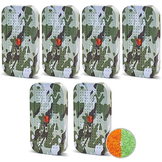 40 Gram Gun Safe Dehumidifier Camouflage, Rechargeable Desiccant Canister Dehumidifier Bags, Reusable Silica Gel Packets Moisture Absorbers for Car, Bathroom, Basement [6 Pack]