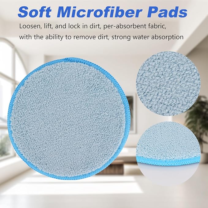 Electric Mop Pads, 6.3inch Floor Cleaning Round Spin Mop Pads for Electric Mop, 6.3inch Round Spin Electric Mop Pads (10 Pack)