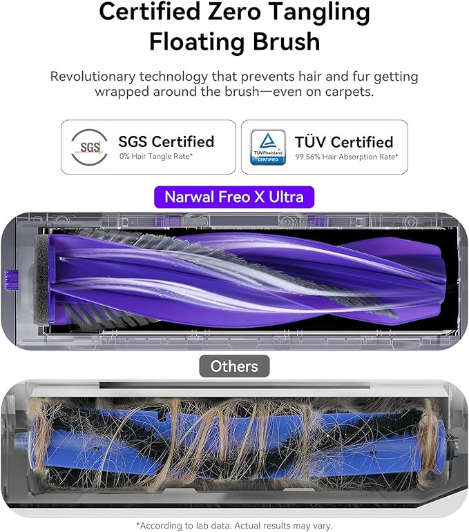 Narwal Freo X Ultra Robot Vacuum and Mop Combo, 8200Pa Robot Mop & Vacuum, Auto Mop Drying/Washing, Self-Empty, Zero-Tangling, DirtSense™, Maintenance-Free Base Station (Renewed)