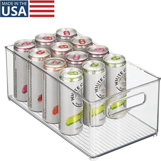 iDesign Kitchen Binz BPA-Free Plastic Deep Stackable Organizer with Handles - 8" x 6" x 14.5", Clear