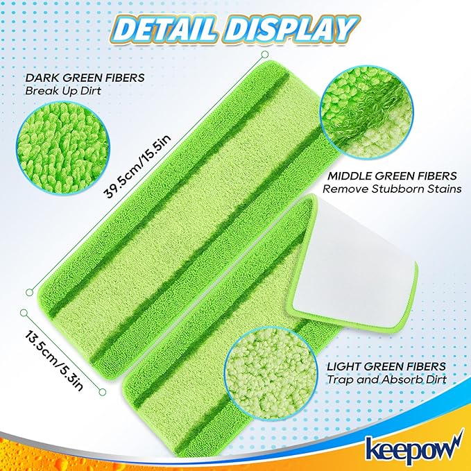 6 Pack Upgraded Spray Mop Refills for Libman Freedom Spray Mop, Washable Microfiber Spray Mop Replacement Head, 6 Count Reusable Mop Pads