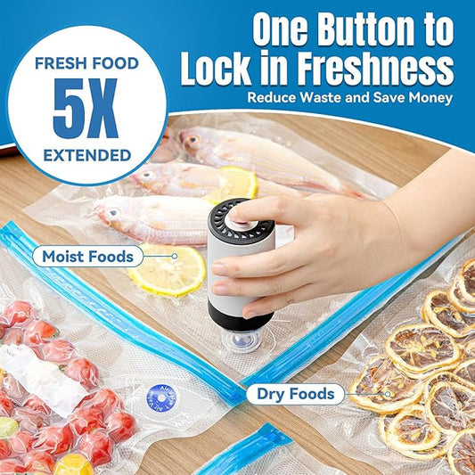 Handheld Vacuum Sealer, 3rd Generation Vacuum Sealer for Food + 30 Sous Vide Bags
