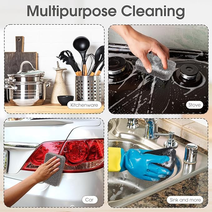 Tioncy 20 Pcs Silicone Scrubbing Sponges Bulk Heavy Duty Silicone Dish Sponges Non-Scratch Kitchen Dish Scrubbers, Odor-Free, Multi-Surface Safe, Cleaning for Dishes, Nonstick Pots, Countertops