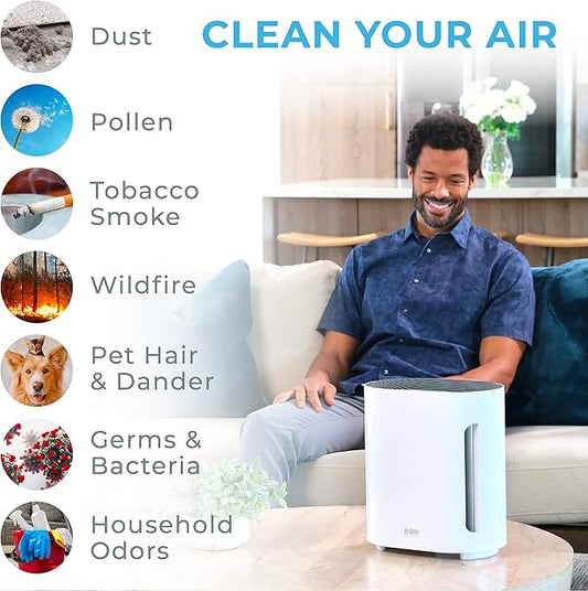 Pure Enrichment PureZone Air Purifier for Bedroom & Living Room, 4-Stage Filtration & UV-C Light, H13 HEPA Filter Helps Remove Bacteria, Pet Hair Dander, Allergens, Germs, Smoke, Dust (White)