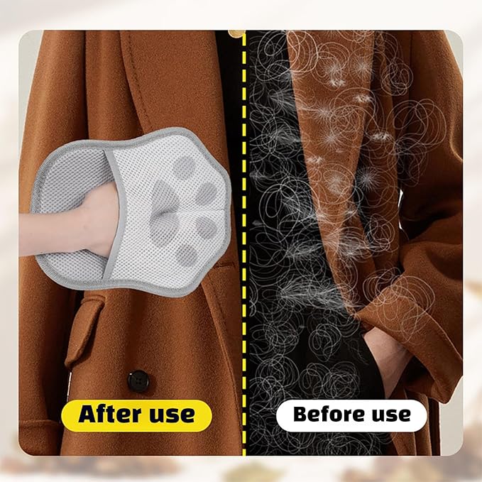 Pet Hair Removal Glove for Dogs Cats, Newly Upgraded Reusable Electrostatic Pet Hair Gloves, Pet Hair Remover Tool for Clothing, Couch, Carpet, Car Seat ， Reusable, Gray and Pink Set