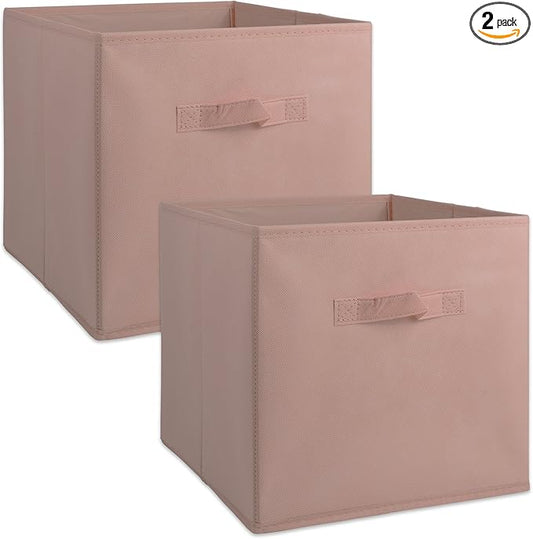 DII Non Woven Fabric Storage Bin Collection Collapsible Organizer Cube, Small Set, 13x13x13", Millennial Pink, 2 Count