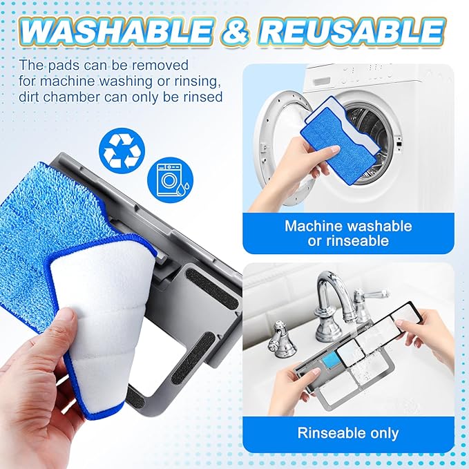 KEEPOW Reusable Mop Pads Refills Compatible with Shark VACMOP VM252 VM200 VM401 VM180 VM252GN VC205 VM250 Cordless Hard Floor Vacuum Mop, VMP30 Compatible with VACMOP Replacement Pads, 4+2+1 Pack