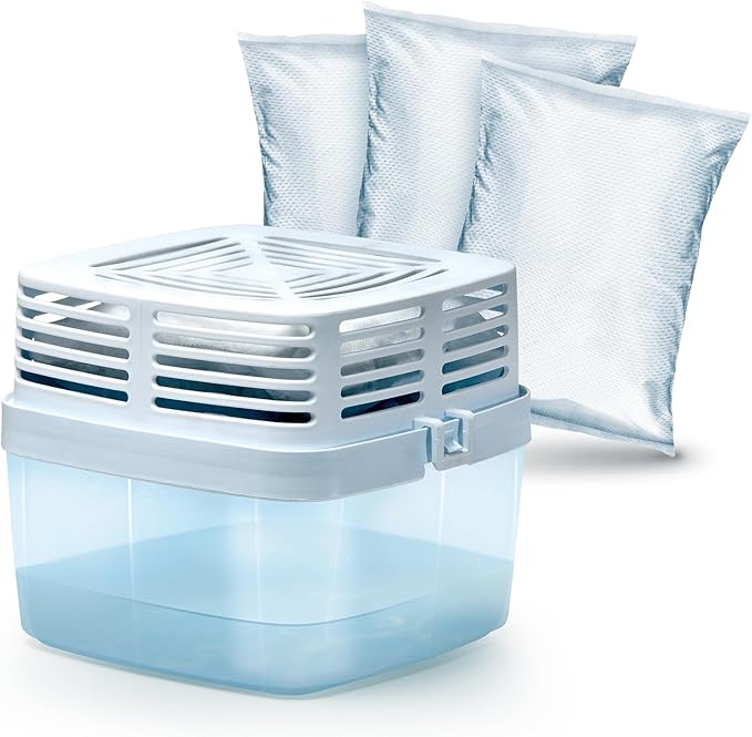 HUMYDRY Moisture Absorber Dehumidifier Device for Home, Premium Pack Of 1 Device of 15.9 Oz With 3 Pre-Measured Refills, Unscented Humidity Absorber For Closets, Bathroom and Medium Enclosed Spaces