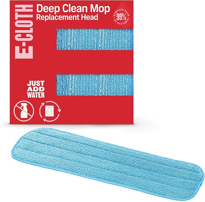 E-Cloth Microfiber Mop Head Replacement - Reusable Microfiber Mop Pads, Washable Floor Cleaning Pads, Multi-Surface Wet Mopping Cloths, Compatible with E-Cloth Deep Clean Mops - 1 Pack