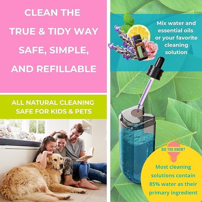 Heavy Duty Spray Mop Kit for Floor Cleaning, Refillable Water Tank, Use Any Cleaning Solution with Machine Washable Pads, Includes Flat Mop Head, Round, Squeegee Head