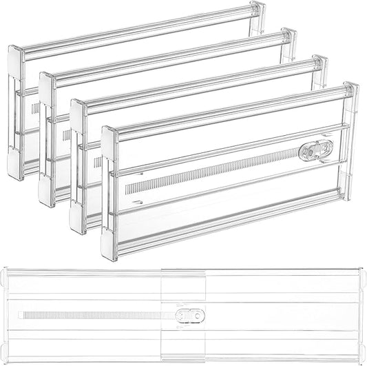 Vtopmart 4 Pack 6" Tall Upgrade Drawer Dividers for Big and Deep Drawer, 12.8"-22.3" Adjustable Expandable Dresser Drawer Organizer, Clear Plastic Separators for Dresser, Baby Supplies, Kitchenware
