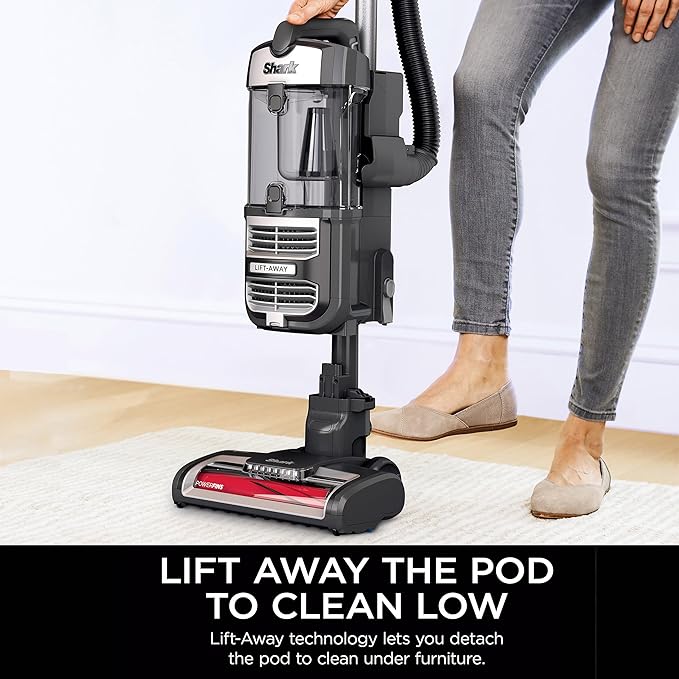 Shark UV730 Navigator Lift-Away Upright Vacuum, PowerFins HairPro Self-Cleaning Brushroll, HEPA Filter with Anti-Allergen Technology, LED Headlights, Swivel Steering, Gray (Renewed)