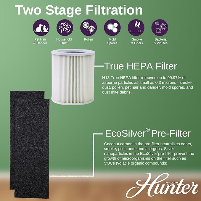 Hunter H-HF400-VP Replacement Filter Value Pack with HEPA Filter and EcoSilver Pre-Filter for HP400 Air Purifier Series