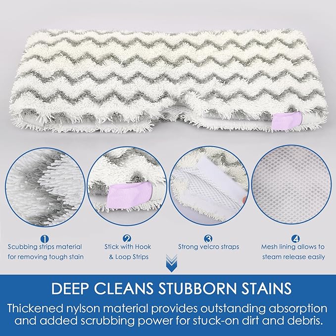 Upgraded Scrub Steam Mop Pad for Shark Steam Pocket Mop S3501 S3601 S2901 S2902 S3550 S3801 S3901 SE450 S3601D S3901D, Steam Mop Replacement Pads for All Hard Floors, 3 Pack