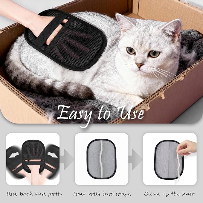 3pcs Pet Hair Removal Glove Magic Brush for Cats Dogs，Reusable Electrostatic Pet Hair Remover Gloves Supplies for Rugs Couch, lint,Carpet, Car Seat & Laundry Furniture