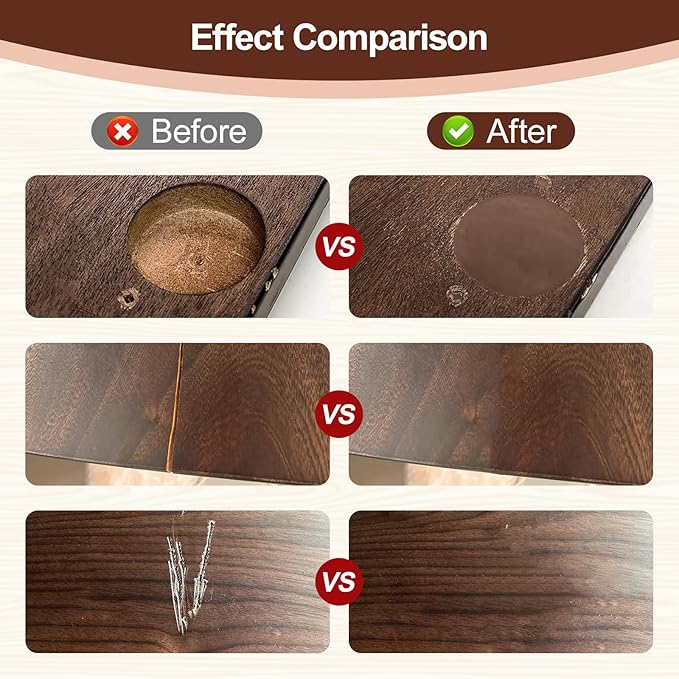Walnut Wood Putty Filler - 9.87 Ounce Paintable Wood Filler for Furniture Repair, Quickly Repair Any Broken and Defective Wooden Furniture