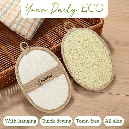 Natural Loofah Exfoliating Body Scrubber (Pack 10), Loofah Bath Sponge, Luffa for Women and Men, 100% Biodegradable Compostable, Dye Free, Zero Waste Eco Friendly Sustainable (4" x 5.5" Each)