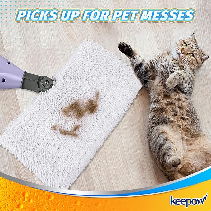KEEPOW Steam Pocket Mop Replacement Pads Compatible with Shark S3500 Series S3501 S3601 S3550 S3901 SE450 S3801CO S3601D S2901 S2902 Steamer Pocket Mop Washable Microfiber Pads Refills (1 +1 Pack)