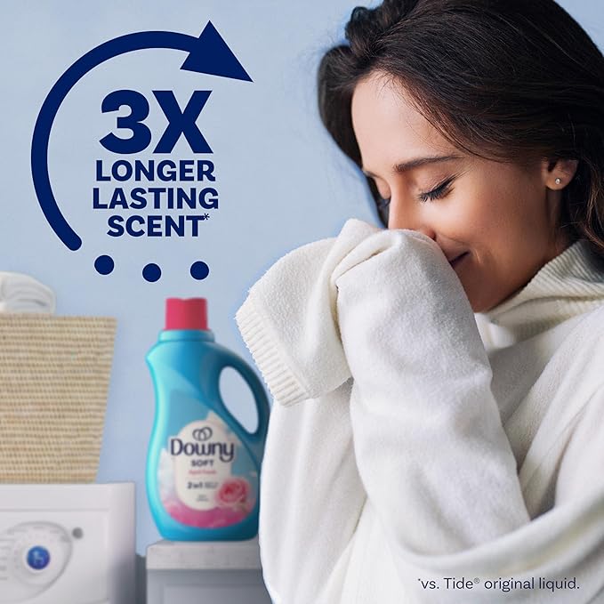 Downy Soft, 2 in 1 Soft and Fresh Liquid Fabric Softener, April Fresh, 140 fl oz, 190 Loads, Fabric Conditioner Liquid provides softness and freshness for fabrics