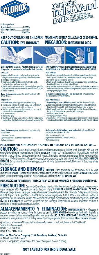 CLOROX ToiletWand Disinfecting Refills, Disposable Wand Heads, 30 Count (Package May Vary) (Pack of 5)