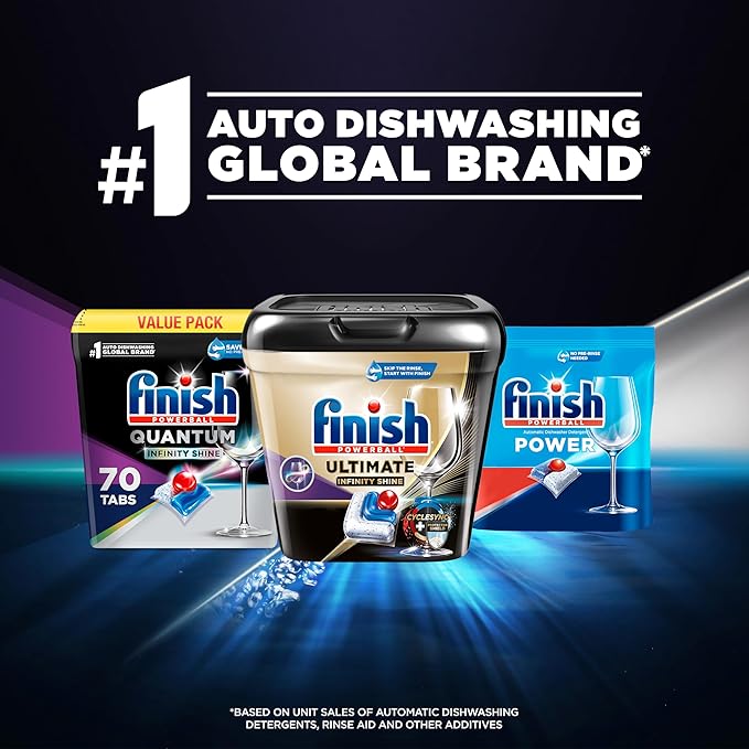 Finish Quantum Infinity Shine Dishwasher Pods, No Pre-Rinse Dishwasher Detergent Soap Removes 24HR Dried-On Stain and Grease, Leaving a Virtually Spotless Shine, 70 Count
