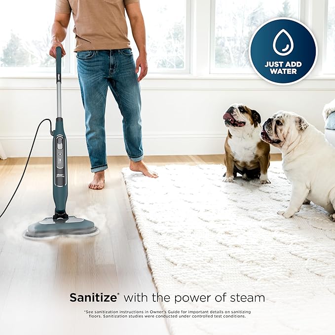 Shark Steam & Scrub All-in-One Scrubbing and Sanitizing Hard Floor Steam Mop, 2 Steam Modes, 2 Dirt Grip Soft Scrub Pads Included, XL Removable Water Tank, Swivel Steering, Teal, S8002BRN