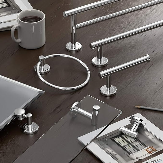 Gatco 4240A Latitude II, Towel Bar, 30”, Chrome | Wall Mount Towel Holder for Bathroom, Total Length 32.63"