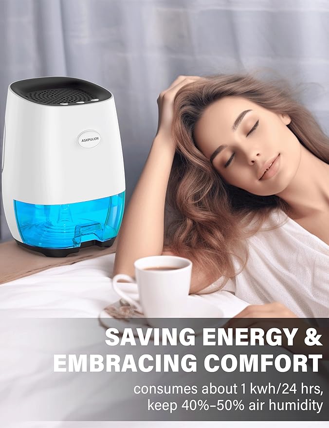 Dehumidifiers for Home, 35oz Small Dehumidifier for Bathroom (300sq.ft) with Auto-off, Sleep Mode, 7 Colors Night Light, Quiet Portable dehumidifier for Bedroom, RV, Closet, Office
