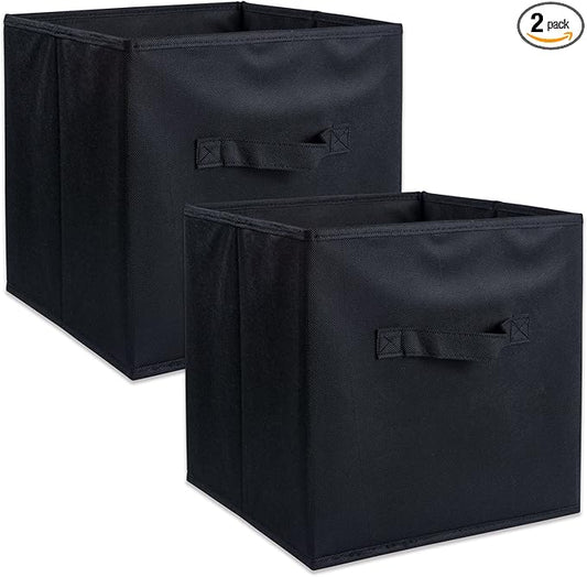 DII Non Woven Fabric Storage Bin Collection Collapsible Organizer Cube, Small Set, 11x11x11", Black, 2 Count