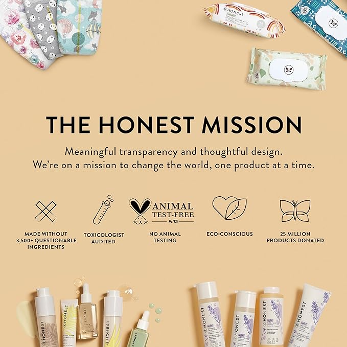 The Honest Company Unscented Wipes Over 99% Water Compostable Plant-Based Baby Hypoallergenic for Sensitive Skin EWG Verified Geo Mood 648 Count