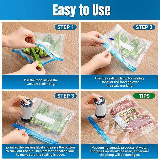 Handheld Vacuum Sealer, 3rd Generation Vacuum Sealer for Food + 30 Sous Vide Bags